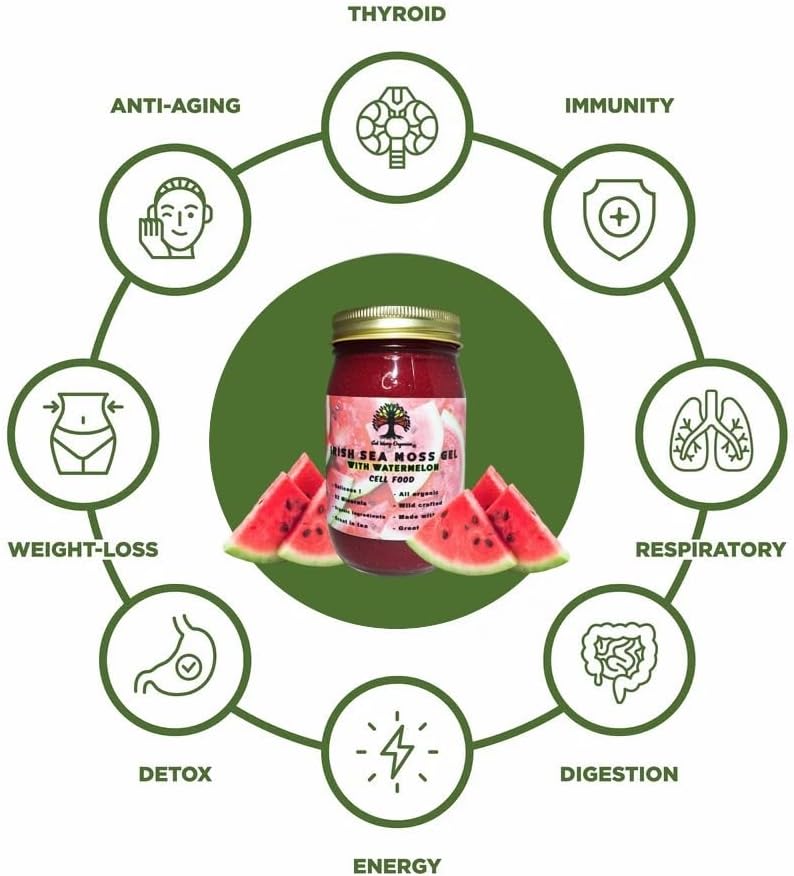 Wildcrafted Irish Sea Moss Gel | 100% Organic Gold Sea Moss | Rich in Vitamins and Minerals | Natural Watermelon Flavour (1 Pack) - görsel 2