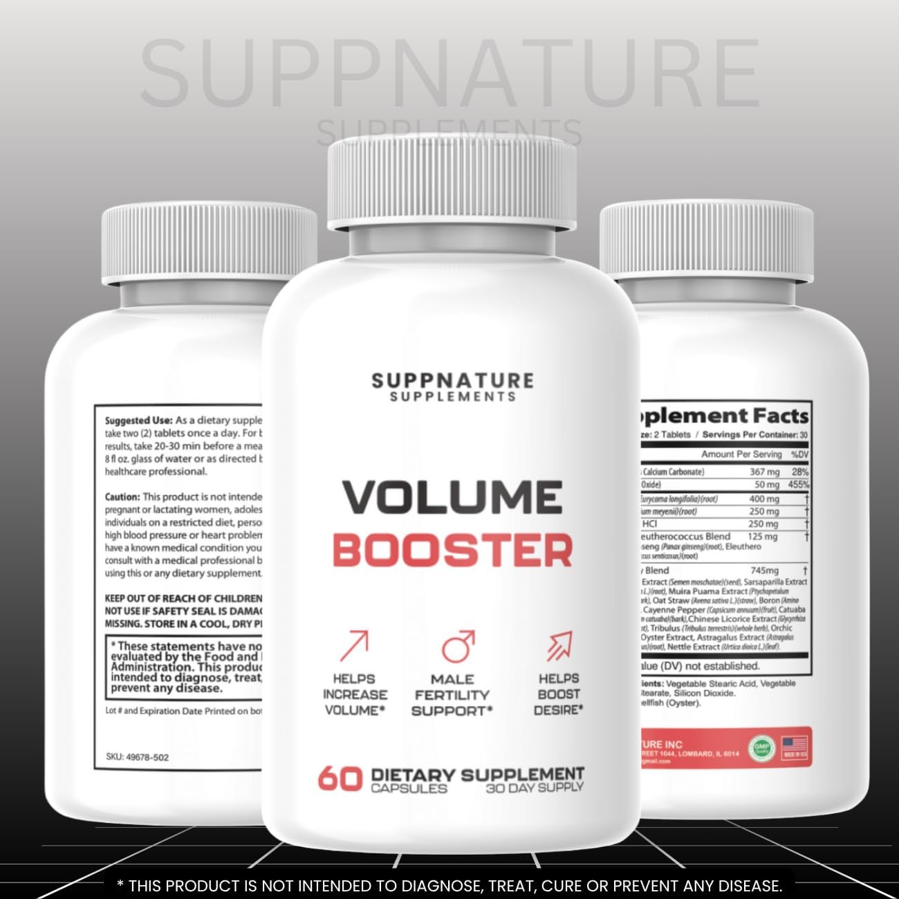 Volume Booster Pills Male Support Advanced Formula, Volume Booster for Men Dietary Supplement, 60 Tablets - görsel 8