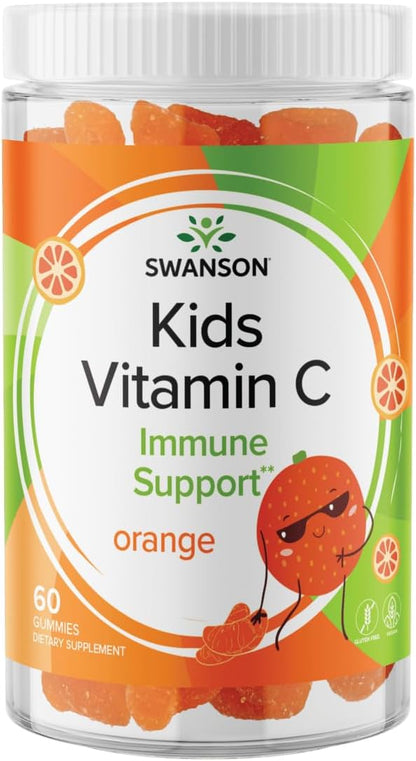 Swanson Kids Vitamin C Gummies – Orange-Flavoured Immune Support, 60 Count