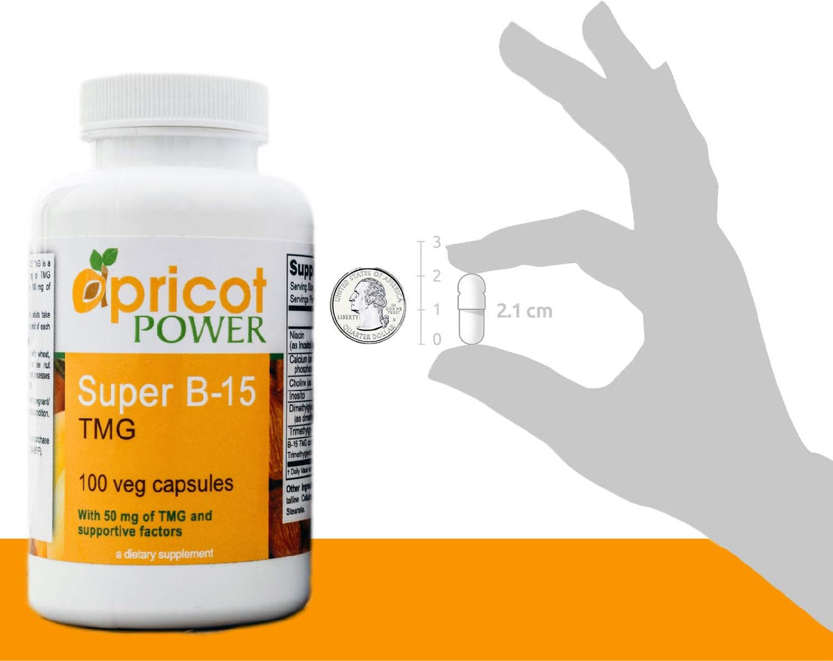 Apricot Power Super B-15 Non-Toxic Pangamic Acid - Supports Oxygen Levels & Energy - 100 Vegan Capsules - görsel 5