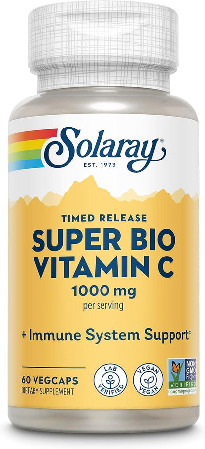 SOLARAY Super Bio Vitamin C 1000mg – Buffered Timed Release with Bioflavonoids, 250 Veg Capsules