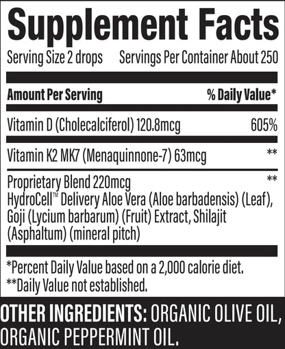 Surthrival Vitamin D3+K2 Daylight Concentrate, 0.5 fl oz (approx. 270 Servings)