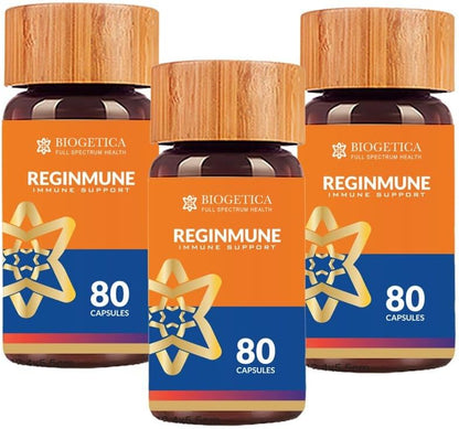Biogetica Reginmune Natural Immune Support Supplement – Daily Wellness & Cellular Health Formula with Zinc, Magnesium, Echinacea, L-Glutamine & Aloe Vera – Vegan Diet Capsules – 80 Count, Pack of 3
