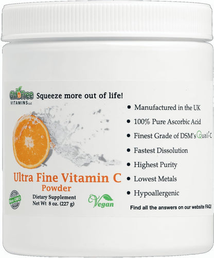 Ultra Fine Non-GM Vitamin C Powder – Quali-C L-Ascorbic Acid, Vegan, 227g
