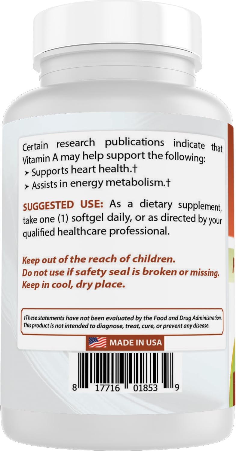 Best Naturals Vitamin A 25,000 IU (7,500 mcg), Non-GMO, 180 Softgels - görsel 7