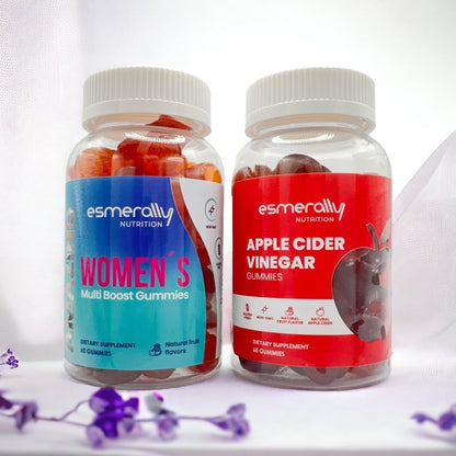 Esmerally Women's Pack: Multivitamin & Apple Cider Vinegar Gummies - 120 Gummies - Natural Fruit Flavour - Gluten-free & Non-GMO