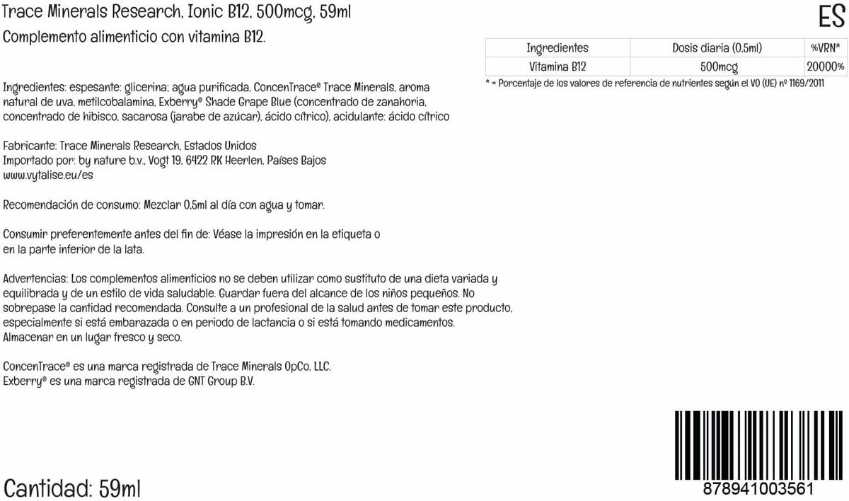 Trace Minerals Liquid Ionic Vitamin B12 1000 mcg, 60 ml - görsel 4