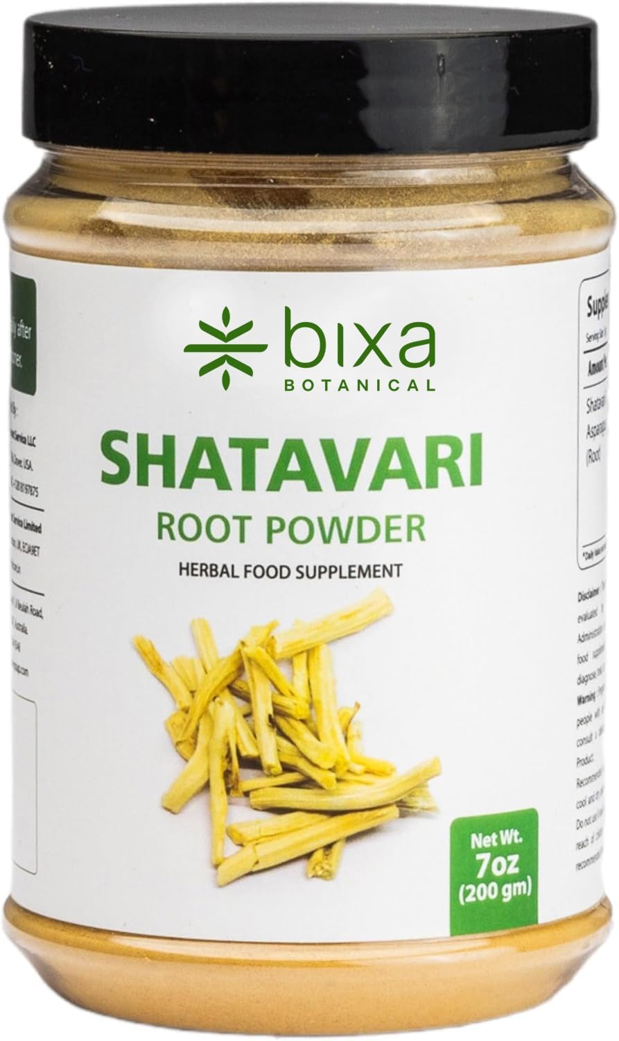 bixa BOTANICAL Shatavari Root Powder – Asparagus Racemosus – Ayurvedic Herbal Supplement – Gluten-free, Non-GMO, Steam Treated, Vegan (7 oz) - görsel 1