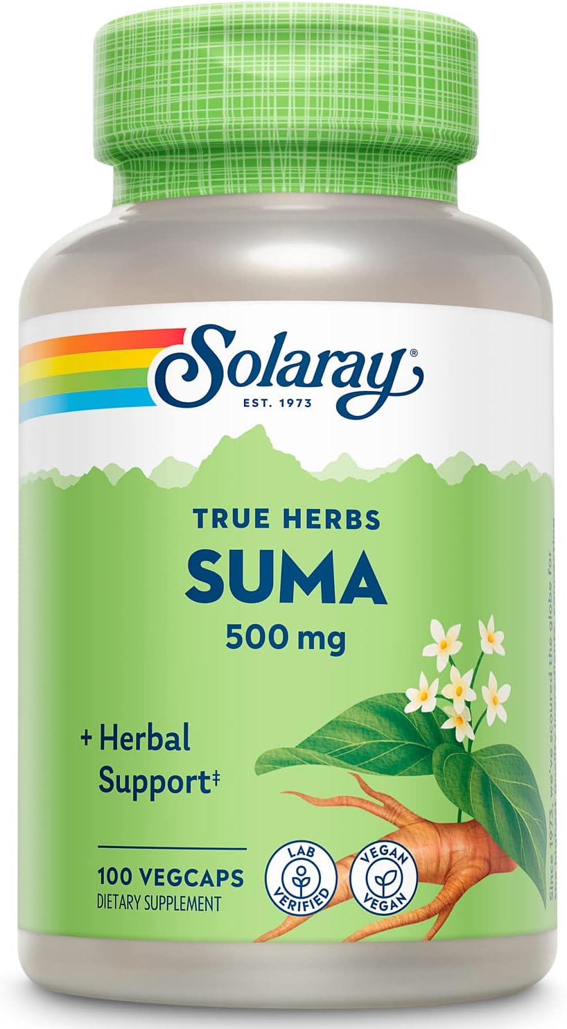 SOLARAY Suma Root 500mg - Traditional Herb for Stress & Immune Support - Non-GM & Vegan - 100 VegCaps - görsel 1
