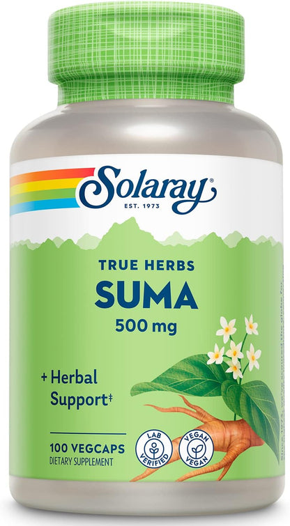 SOLARAY Suma Root 500mg - Traditional Herb for Stress & Immune Support - Non-GM & Vegan - 100 VegCaps