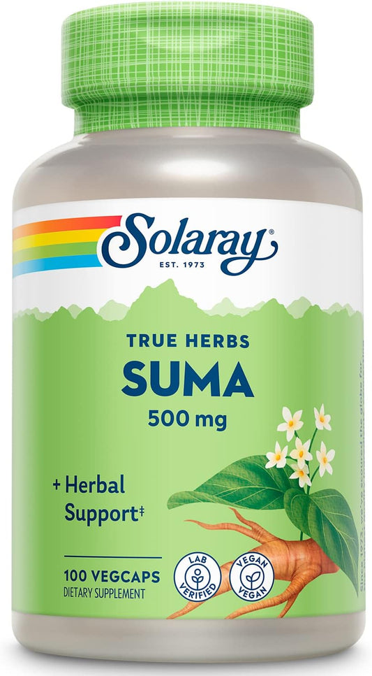 SOLARAY Suma Root 500mg - Traditional Herb for Stress & Immune Support - Non-GM & Vegan - 100 VegCaps