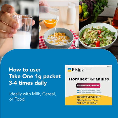 Rising Health Floranex Lactobacillus Probiotic Food Supplement Granules - 12 Sachets