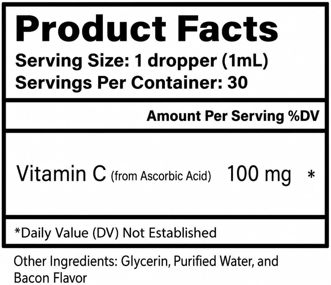 Vitamin C for Dogs - Supports Immune Health - Liquid - Dog Supplement - Bacon Flavour - 30 ml - görsel 2