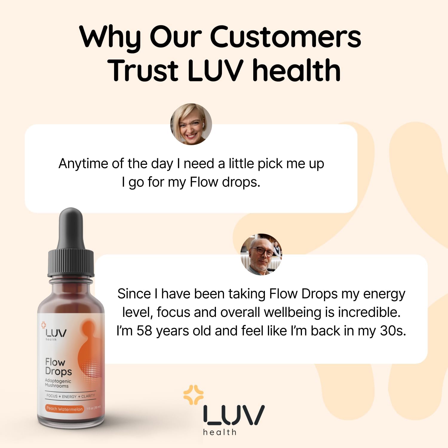 LUV Health Flow Drops – Energy Supplement with Adaptogenic Mushrooms for Focus and Immune Support - görsel 5
