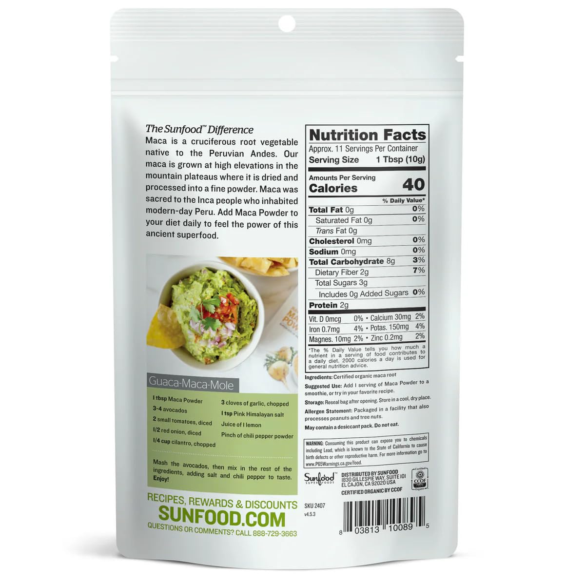 Sunfood Superfoods Organic Maca Powder, 227 g - görsel 3