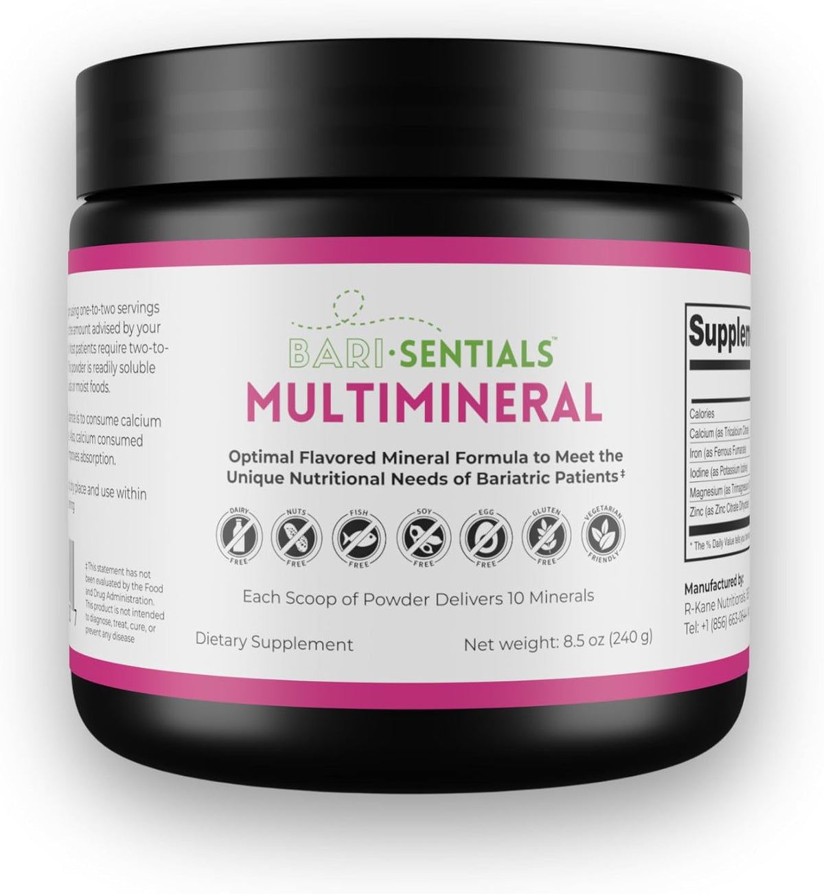R-Kane Nutritionals Barisentials Bariatric Multimineral Supplement – Post-Bariatric Surgery Support – Easy-to-Dissolve Mineral Powder – Strawberry Lemonade Flavoured Drink – 240g - görsel 1