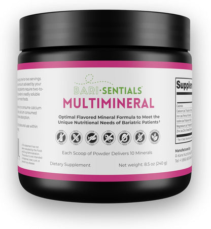 R-Kane Nutritionals Barisentials Bariatric Multimineral Supplement – Post-Bariatric Surgery Support – Easy-to-Dissolve Mineral Powder – Strawberry Lemonade Flavoured Drink – 240g