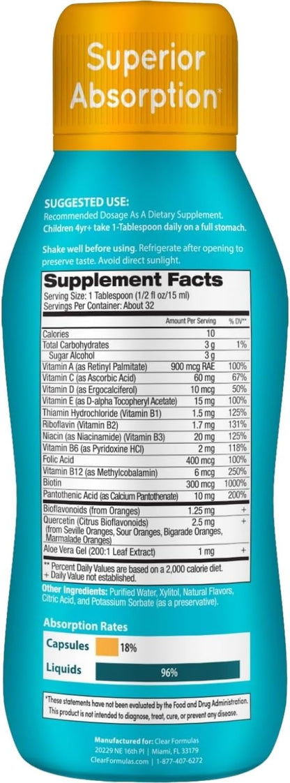 Clear Formulae Sugar Free Liquid Multivitamin for Children – Orange Flavour