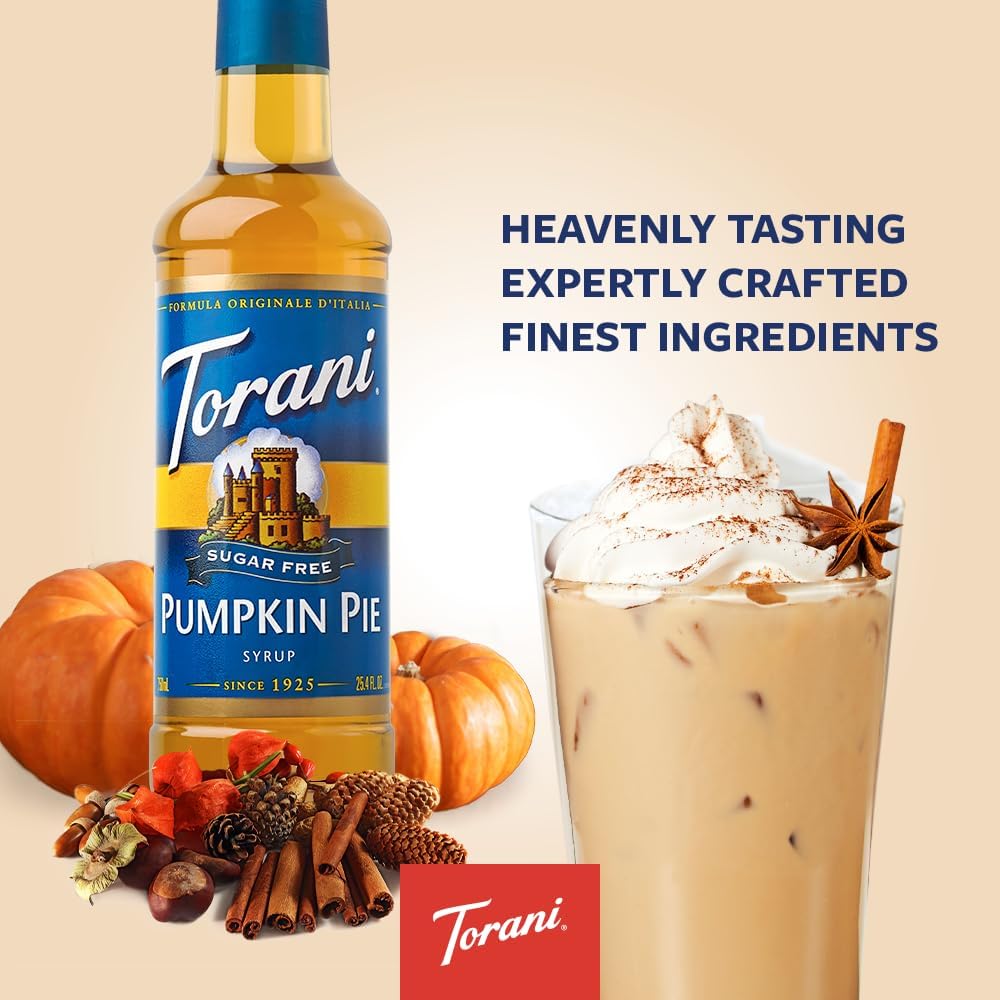 Torani Pumpkin Sugar Free Pumpkin Pie Syrup for Coffee 750ml - görsel 3