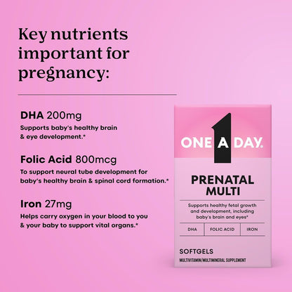 One A Day Women's Prenatal 1 Multivitamin with Omega-3 DHA, 30 Tablets