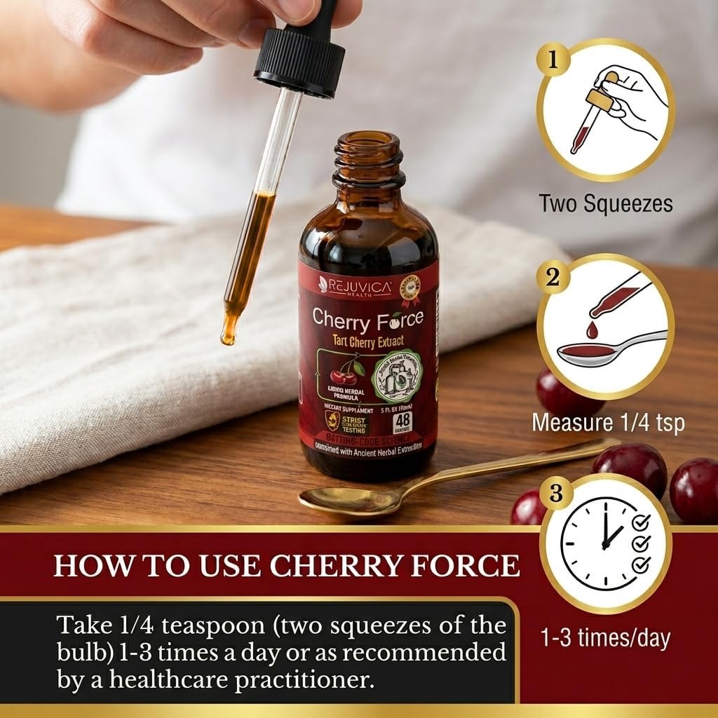 Rejuvica Health Cherry Force - Advanced Tart Cherry Extract - Liquid Drops - görsel 7