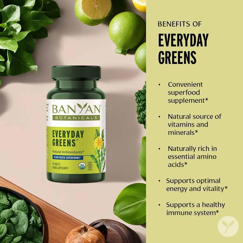 Banyan Botanicals Organic Everyday Greens – Concentrated Superfood Tablets - görsel 2