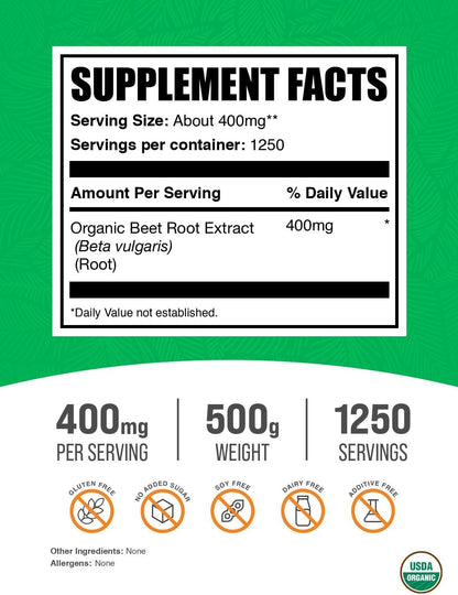 Organic Beet Root Extract Powder – 500g – BulkSupplements.com