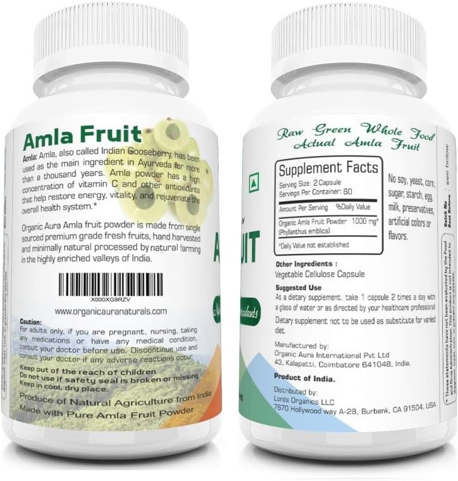 AMLA Capsules – 1000mg per Serving, 120 Vegetable Capsules – Raw Wholefood Superfood - görsel 2