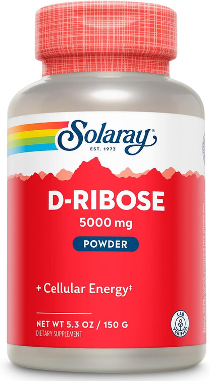 SOLARAY D-Ribose Powder 5000 mg – Heart and Cellular Energy Support, 30 Servings