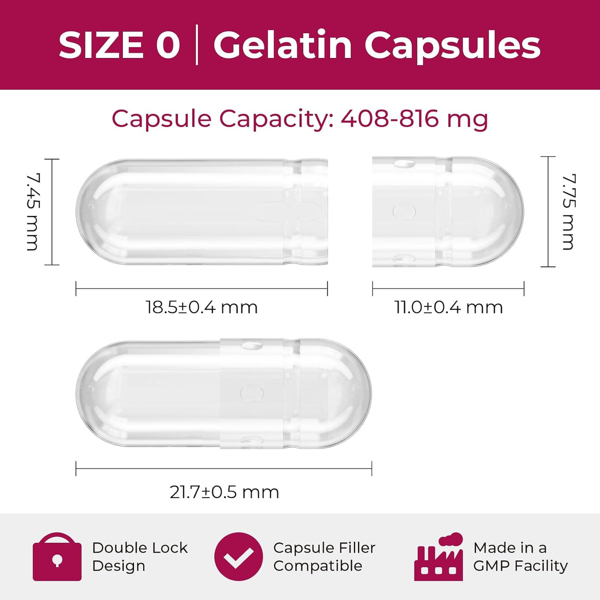 Empty Gelatin Capsules Size 0 – 1000 Count – Kosher Halal DIY Capsules - görsel 2