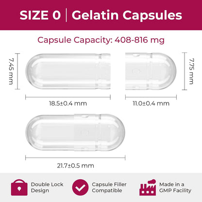 Empty Gelatin Capsules Size 0 – 1000 Count – Kosher Halal DIY Capsules
