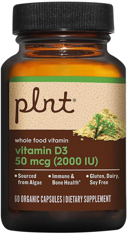 Vitamin D3 50 mcg (2,000 IU) - Whole Food Vitamin D - 60 Organic Capsules by plnt