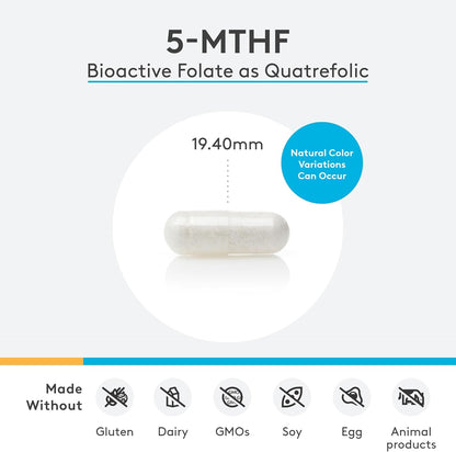 XYMOGEN 5-MTHF ES - Bioactive Folate Food Supplement - 17,000 mcg (as Quatrefolic) - 60 Capsules