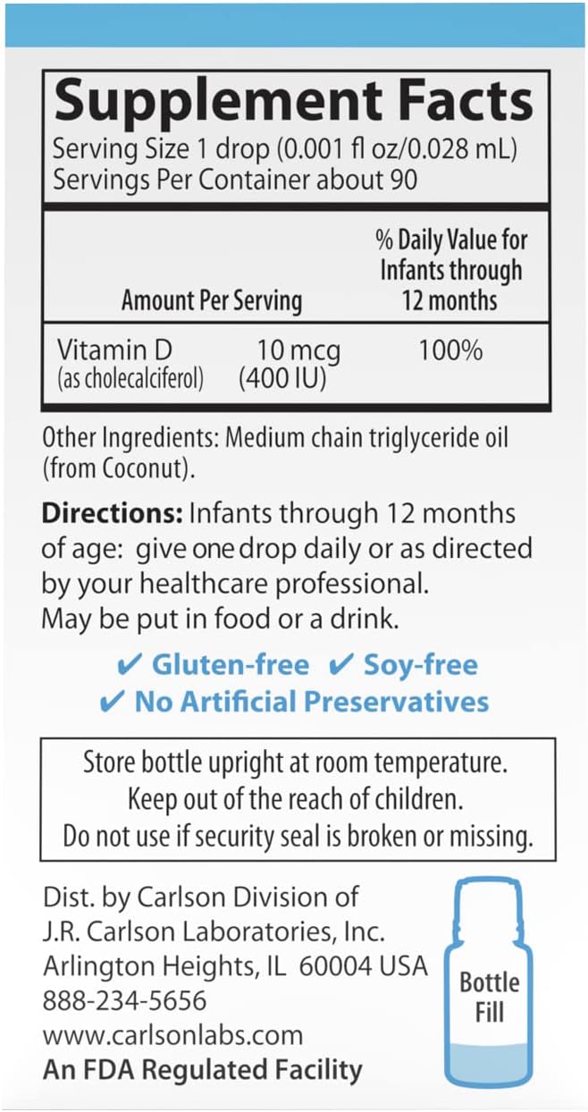 Carlson Super Daily D3 for Baby – Liquid Vitamin D3 Supplement, 2.5 ml - görsel 4