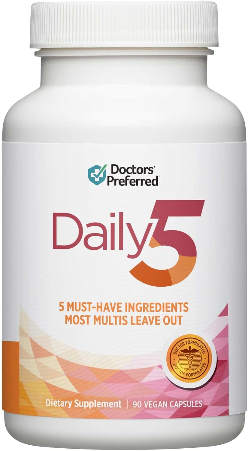 DOCTORS' PREFERRED Daily5 Multivitamin for Women and Men, Clinically Validated Ingredients, Heart, Joints, Circulation, 90 Vegan Capsules - görsel 1