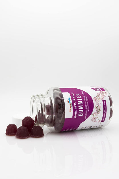 Pharmvista Hair Skin & Nail Vitamin Gummies with Biotin, Vitamin C and E