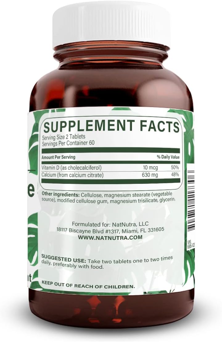 Natural Nutra Calcium Citrate with Vitamin D3 – Food Supplement for Bone Strength, Muscle Function and General Health, 120 Tablets - görsel 2