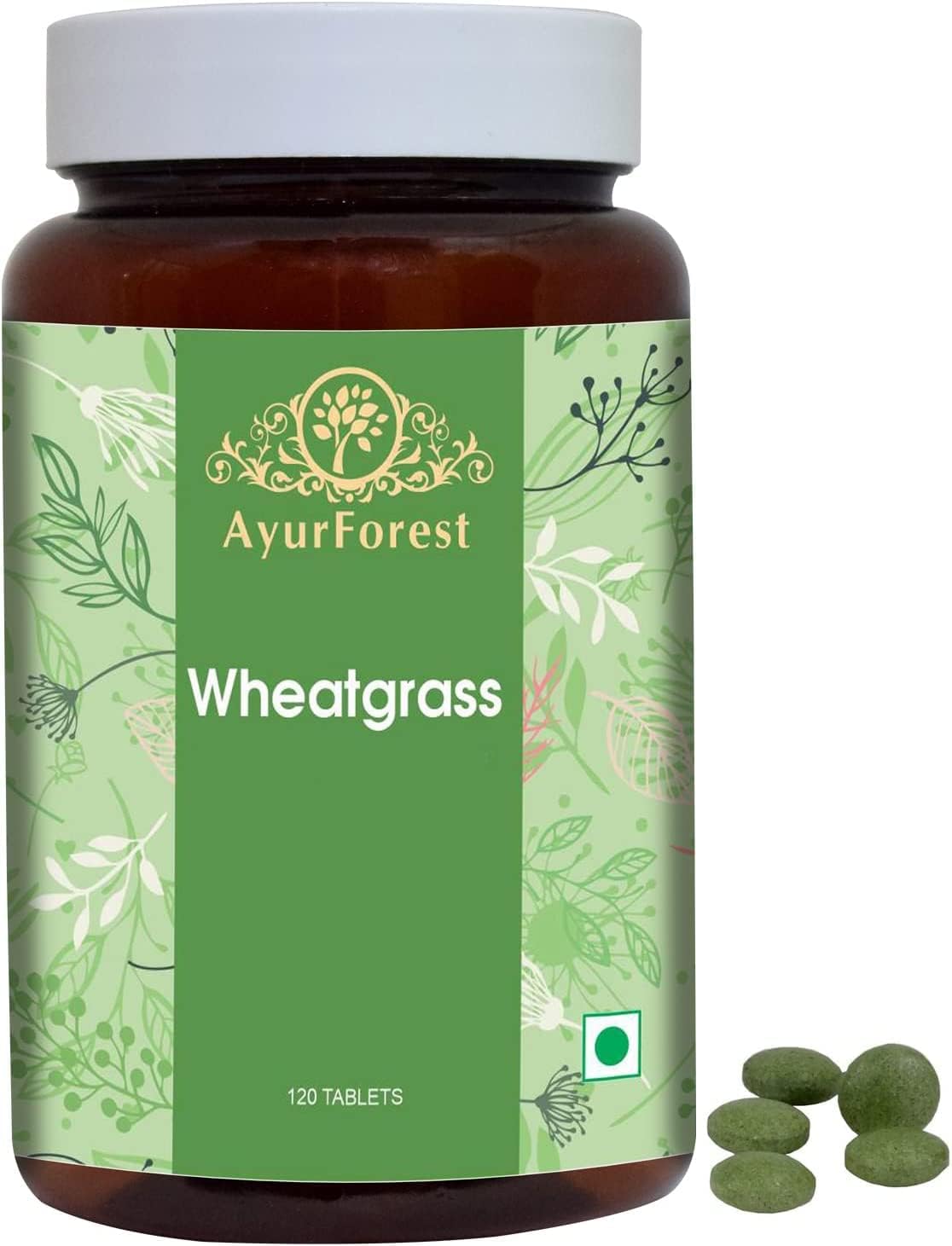 AyurForest Wheatgrass Tablets - Organic Herbal Supplement, 500mg, 120 Count - görsel 1