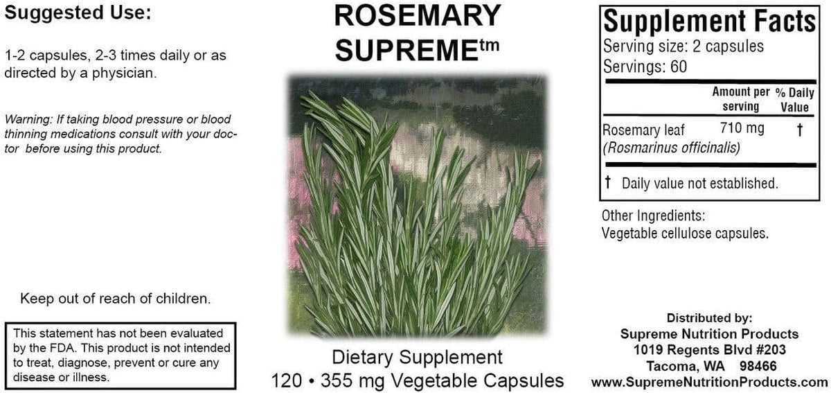 Supreme Nutrition Rosemary Supreme, 120 Pure Rosemary Vegetarian Capsules (Pack of 2) - görsel 2