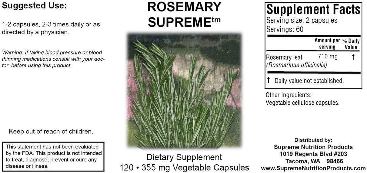 Supreme Nutrition Rosemary Supreme, 120 Pure Rosemary Vegetarian Capsules (Pack of 2) - görsel 2