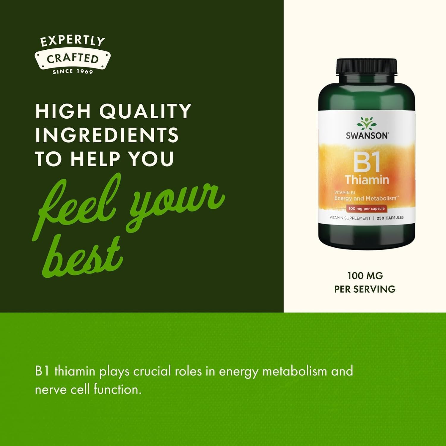 Swanson Vitamin B1 (Thiamine) 100 mg, 250 Capsules - görsel 5