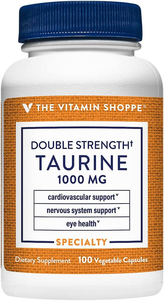The Vitamin Shoppe Double Strength Taurine – Cardiovascular & Nervous System Support, 100 Capsules