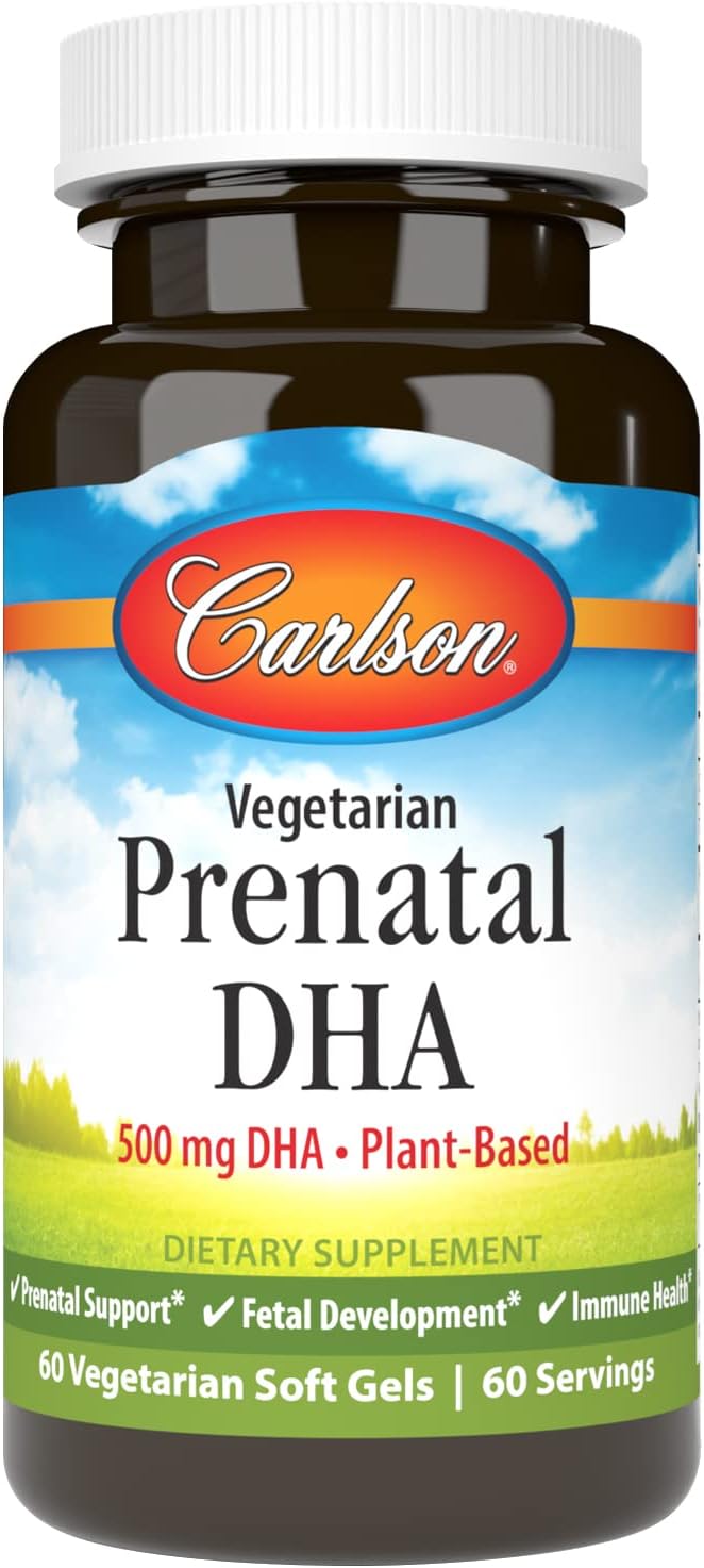 Carlson – Vegetarian Prenatal DHA, 500 mg DHA, Plant Based, Sustainably Sourced from Algae, 60 Softgels - görsel 1