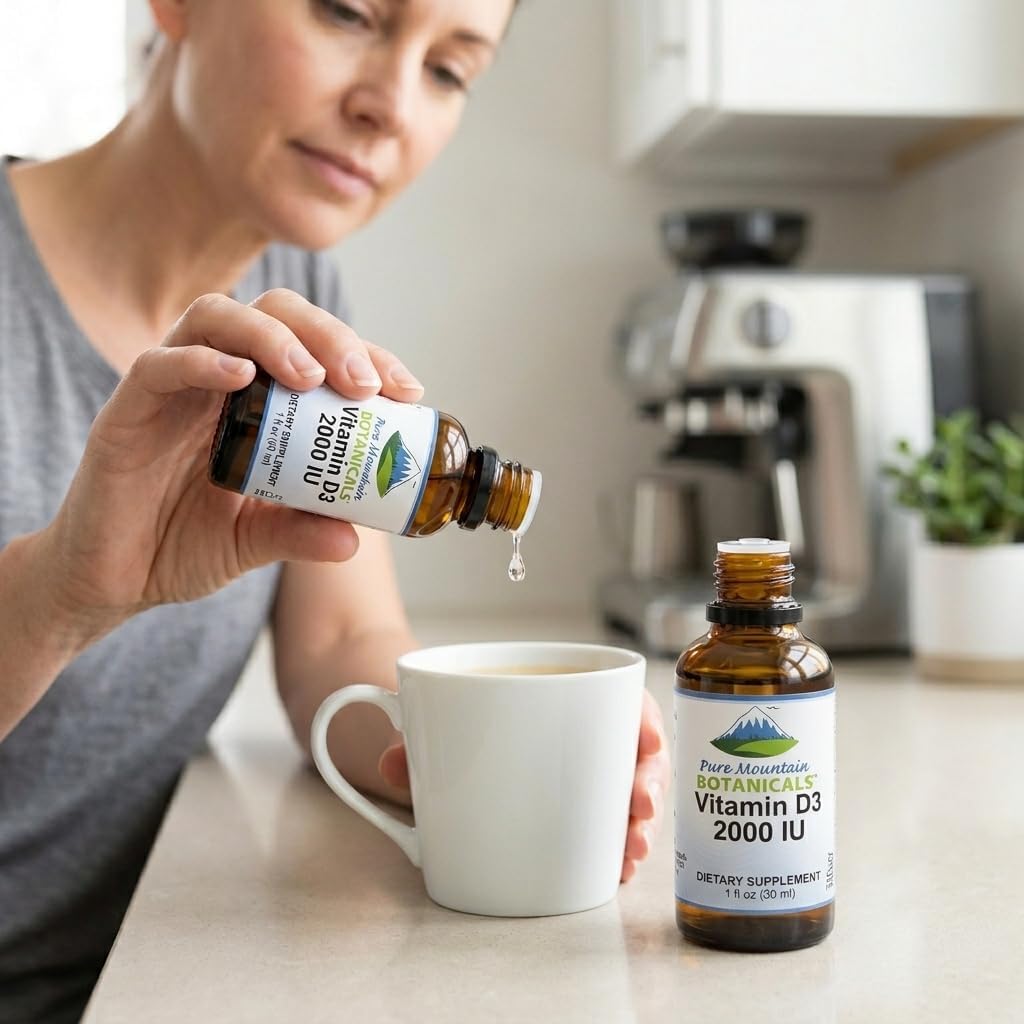 Pure Mountain Botanicals Liquid Vitamin D Drops - 2000 IU D3 in MCT Oil - Non-GMO, Kosher, 177 Servings - görsel 7