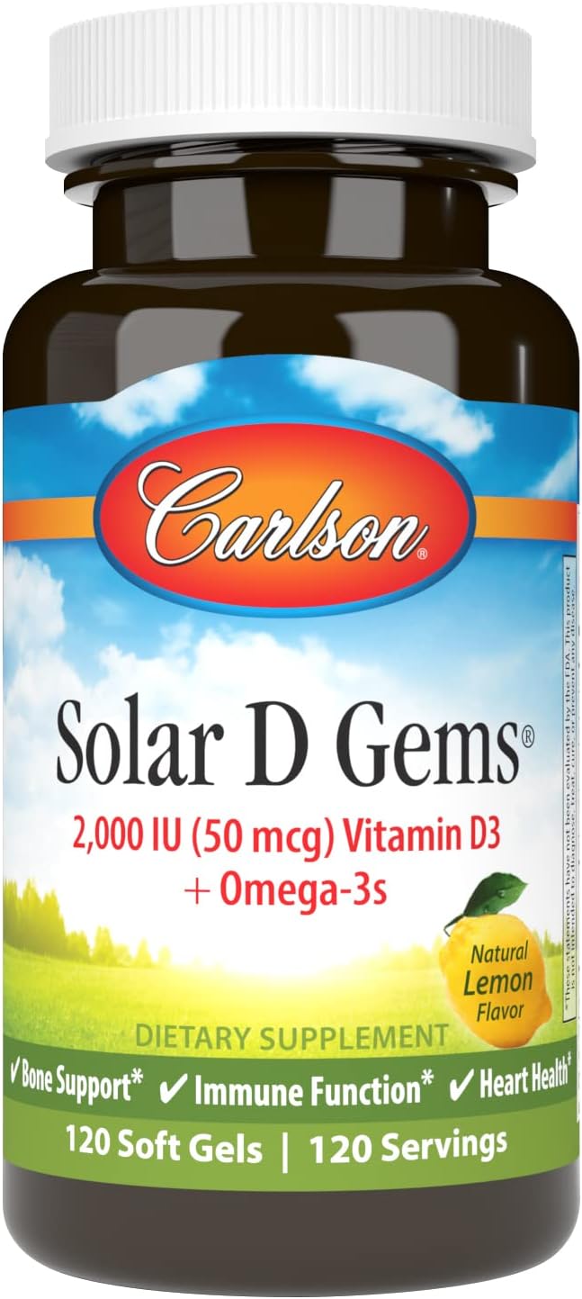 Carlson Labs Solar D Gems Vitamin D3, 2000 IU, 120 Softgels - görsel 1