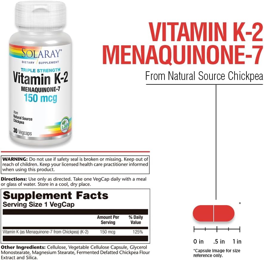 Solaray Triple Strength Vitamin K-2 as MK-7 150 mcg - 30 Vegan Capsules - görsel 3