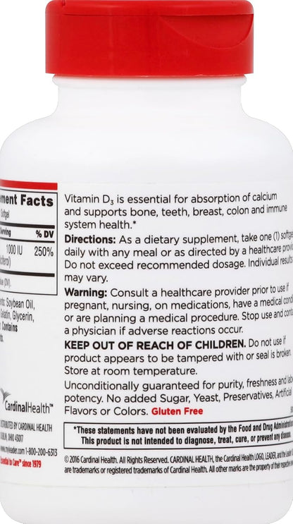 Leader Vitamin D 1000 IU Softgels, 250 Softgels