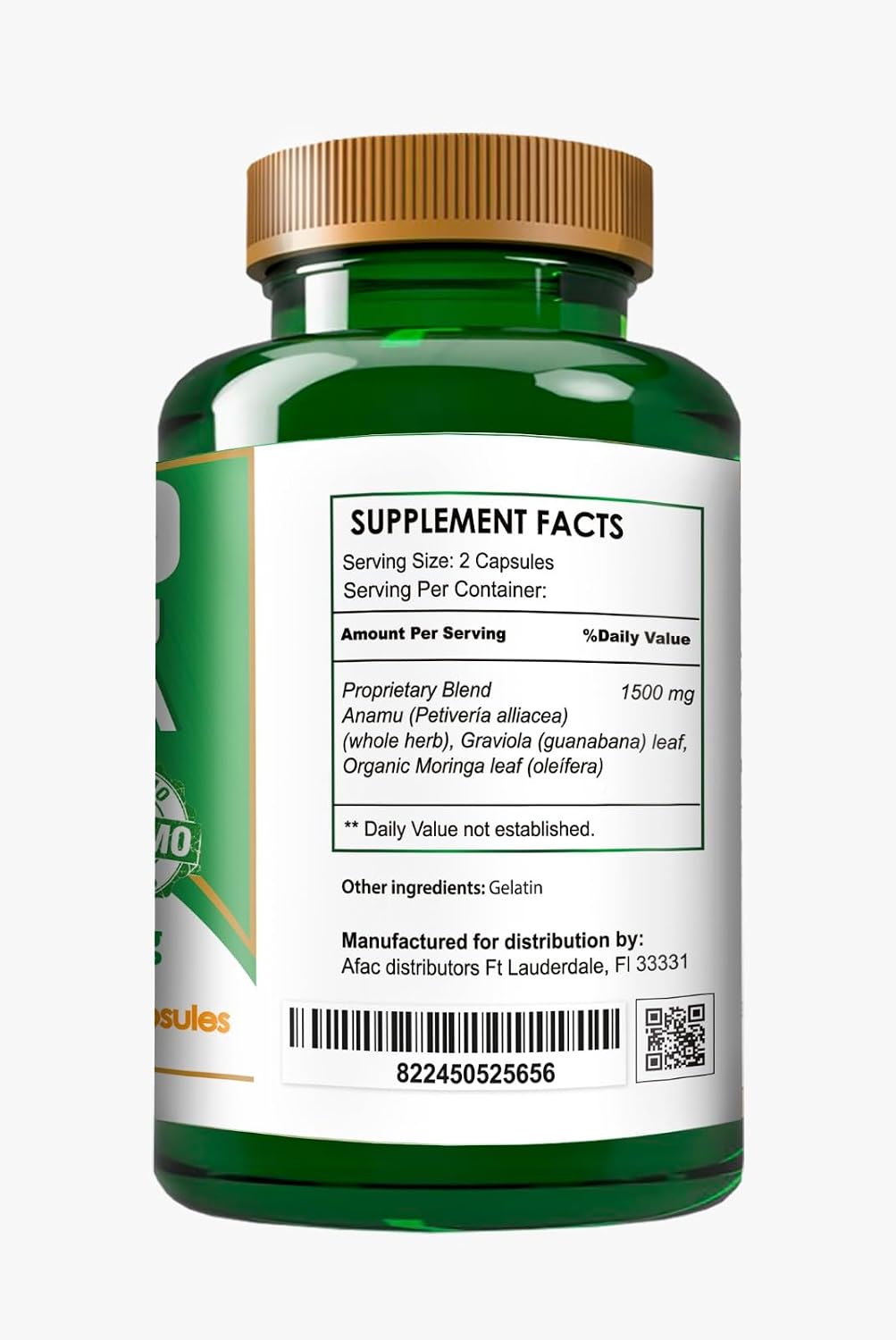 Graviola Soursop Annona muricata Anamu Moringa Green Superfood for Antioxidant Support 120 Capsules - görsel 2
