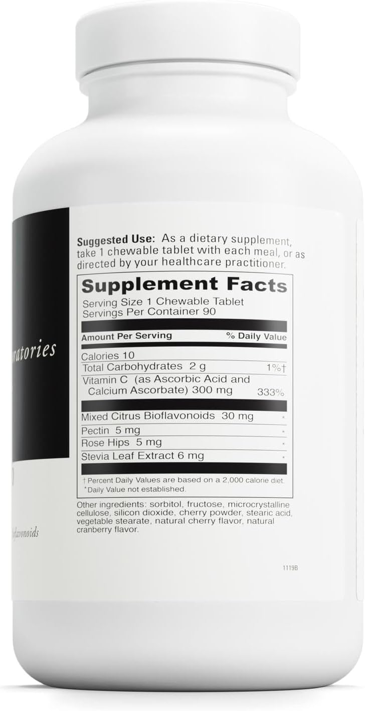 DaVinci Labs Chewable C-300 – Vitamin C Supplement with Bioflavonoids & Pectin, Cherry Flavour, 90 Vegetarian Tablets - görsel 2