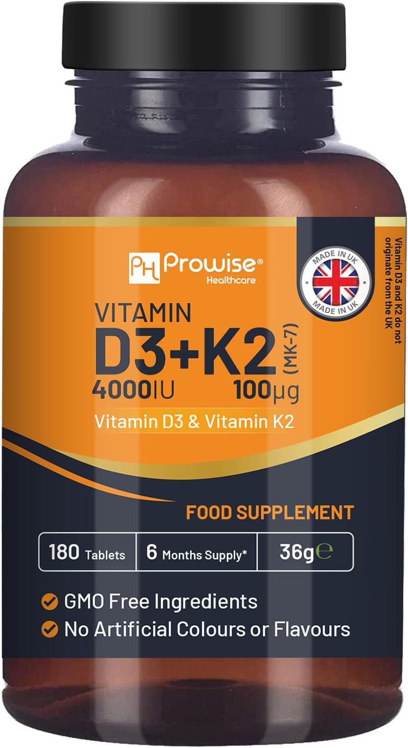 Vitamin D3 4000 IU & K2 MK-7 100 µg Vegetarian Tablets – 180 Tablets (6-Month Supply) - görsel 1